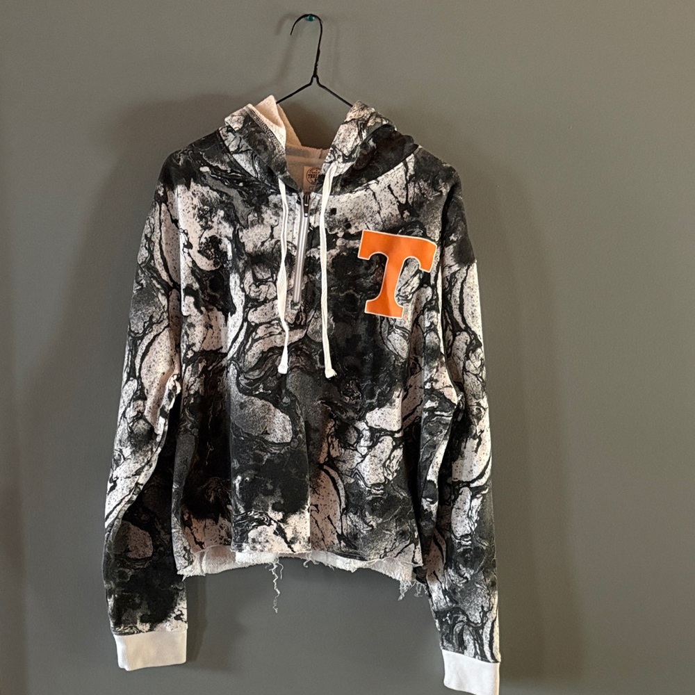 Rivalry Threads Black and White Hoodie with Orange Accent